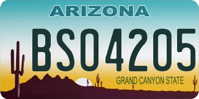 AZ license plate BSO4205