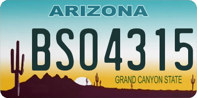 AZ license plate BSO4315