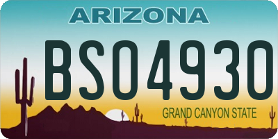 AZ license plate BSO4930