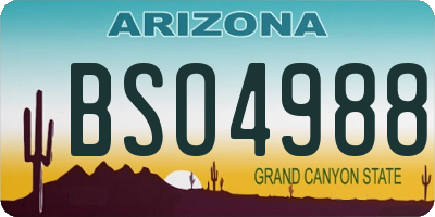 AZ license plate BSO4988
