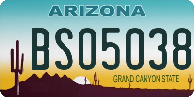 AZ license plate BSO5038