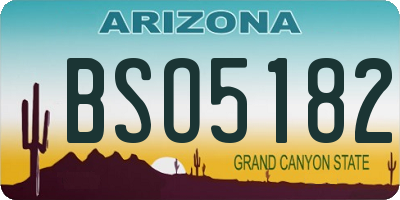 AZ license plate BSO5182