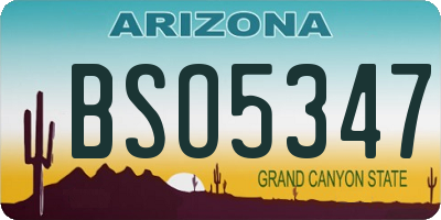 AZ license plate BSO5347