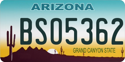 AZ license plate BSO5362