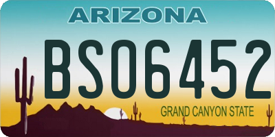 AZ license plate BSO6452