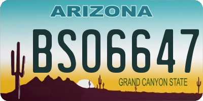 AZ license plate BSO6647