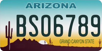 AZ license plate BSO6789