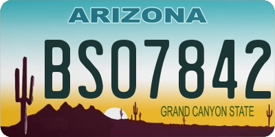 AZ license plate BSO7842