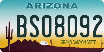 AZ license plate BSO8092