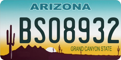 AZ license plate BSO8932