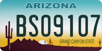 AZ license plate BSO9107