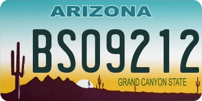 AZ license plate BSO9212