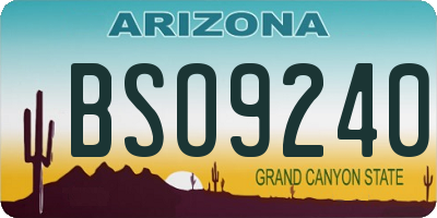 AZ license plate BSO9240