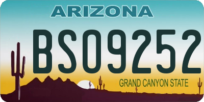 AZ license plate BSO9252