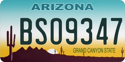 AZ license plate BSO9347