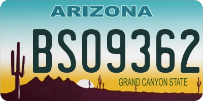 AZ license plate BSO9362