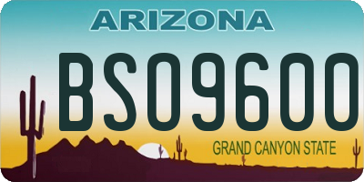 AZ license plate BSO9600