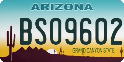 AZ license plate BSO9602