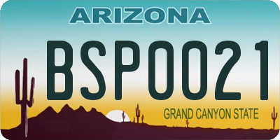 AZ license plate BSP0021