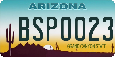 AZ license plate BSP0023