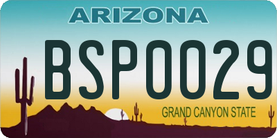 AZ license plate BSP0029