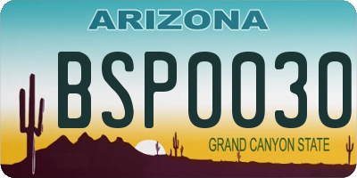AZ license plate BSP0030
