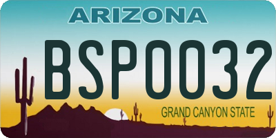 AZ license plate BSP0032