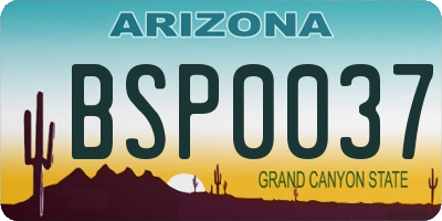 AZ license plate BSP0037