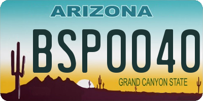 AZ license plate BSP0040