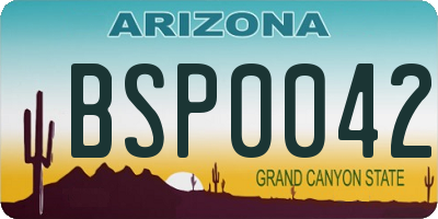 AZ license plate BSP0042