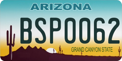 AZ license plate BSP0062