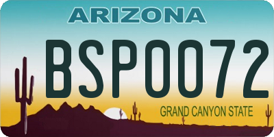 AZ license plate BSP0072
