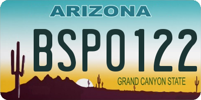 AZ license plate BSP0122