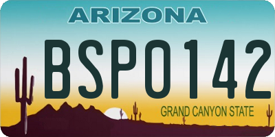 AZ license plate BSP0142
