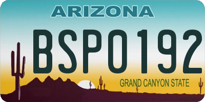 AZ license plate BSP0192