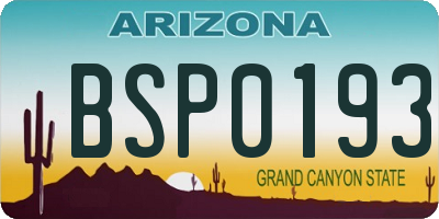 AZ license plate BSP0193