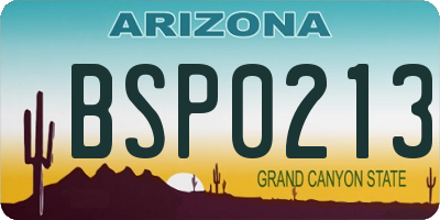 AZ license plate BSP0213