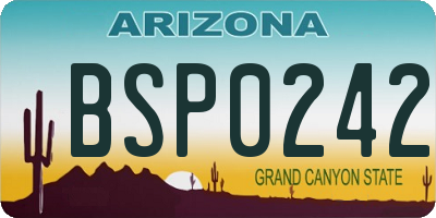 AZ license plate BSP0242