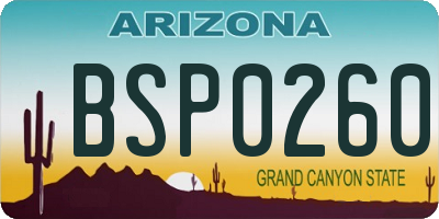 AZ license plate BSP0260