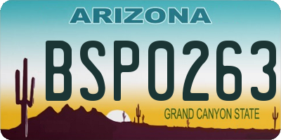 AZ license plate BSP0263