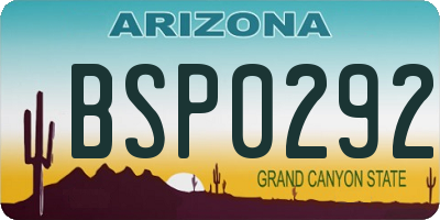 AZ license plate BSP0292