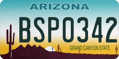 AZ license plate BSP0342
