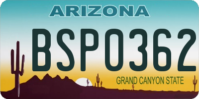 AZ license plate BSP0362