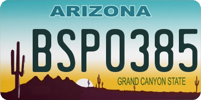 AZ license plate BSP0385