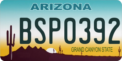 AZ license plate BSP0392