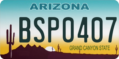AZ license plate BSP0407