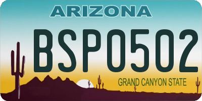 AZ license plate BSP0502