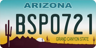 AZ license plate BSP0721