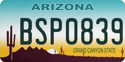 AZ license plate BSP0839