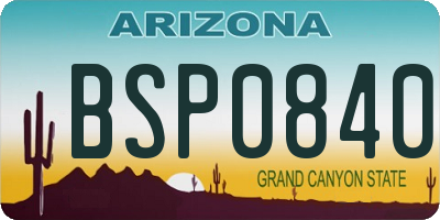 AZ license plate BSP0840